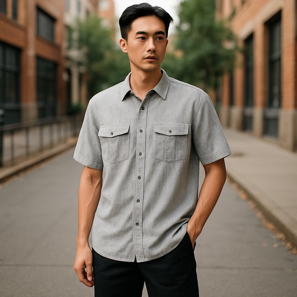 Sz XXL Perry Ellis Linen Cotton Blend Short Sleeve Button Up shirt $79 MSRP NWT - Picture 1 of 11
